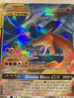 Good Condition Gx Reshiram and Charizard Basic Pokemon Collectors Item Card - Image 4
