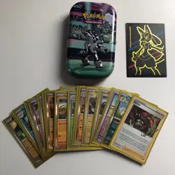 Pokemon Trading Cards Tin and Lot of Cards with Card Sleeves - Image 4