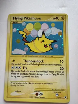 Pokemon card Flying Pikachu 113/111 SECRET RARE Rising Rivals Holo - Image 1