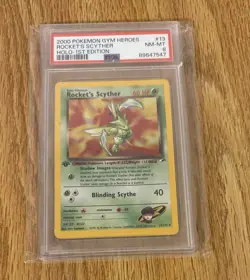 Rocket’s Scyther Holo-1st Edition Pokemon Card PSA 8 NM Mint - Image 2