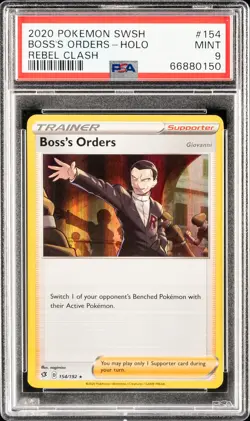 2020 POKEMON SWORD & SHIELD REBEL CLASH #154 BOSS'S ORDERS-HOLO PSA 9 - Image 1