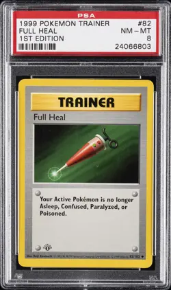 1999 POKEMON GAME 1ST ED #82 FULL HEAL PSA 8 - Image 1