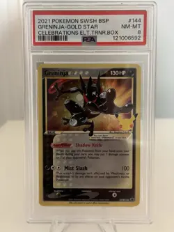 2021 Pokemon Greninja Gold Star SWSH144 Celebrations Promo PSA 8 - Image 1
