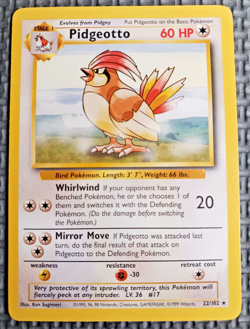 1999 Pokemon Base Set unlimited #22 Pidgeotto LP+ - Image 1