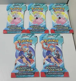 Lot of 5 Pokemon Journey Together Sleeved Booster Packs - Image 1