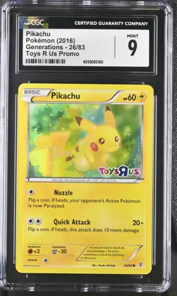 CGC 9 MINT Pikachu 2016 Generations 26/83 Toys R Us Promo Pokemon Card - Image 1