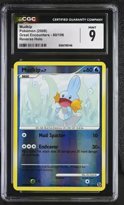 CGC 9 MINT Mudkip 2008 Great Encounters 80/106 Reverse Holo Pokemon Card - Image 1