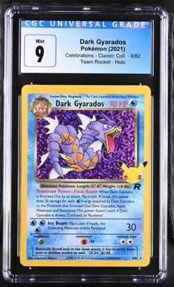 CGC Graded 9 Dark Gyarados 8/82 Celebrations Classic Team Rocket Pokemon Card - Image 1
