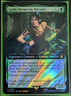 Leela, Sevateem Warrior SURGE FOIL EXT ART | MTG WHO EDH Card Draw Hate Counters - Image 1