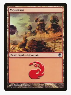 MTG Mountain (Foil) #245 Scars of Mirrodin (SOM) In Protective Sleeve - Image 1