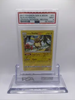 2017 Pokemon Crimson Invasion Alolan Raichu Reverse Holo Foil 31/111 PSA 9 MINT - Image 1