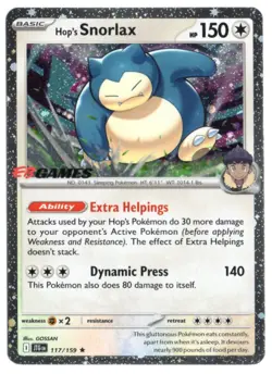 HOP'S SNORLAX 117/159 STAMPED EBGAMES PROMO JOURNEY TOGETHER POKEMON NM+ - Image 1