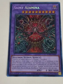 Yugioh - Saint Azamina - 1st Edition Secret Rare NM - Free Holographic Card - Image 1