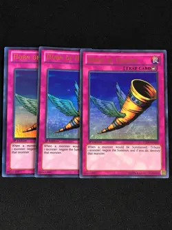 YUGIOH HORN OF HEAVEN LCJW-EN292 1ST ULTRA X3 LIGHT PLAY - Image 1