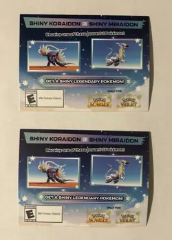 ✨Shiny Koraidon & Miraidon GameStop Code Cards Pokemon Scarlet Violet ✨ - Image 1