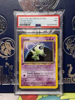 CELEBI 3/64 1st Edition Neo Revelation Holo Rare 2001 Pokemon Card PSA 7 - Image 1