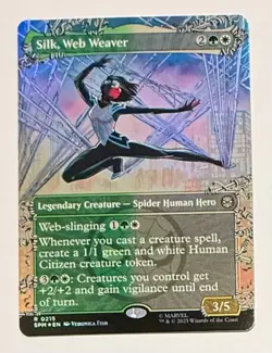 Silk, Web Weaver - Borderless Foil - Spider-Man - MINT - MTG Magic - 215 - Image 1