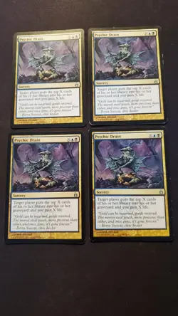 MTG Magic **PSYCHIC DRAIN (x4)** Ravnica, Playset, English, Lightly Played - Image 1