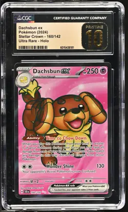 2024 Pokemon Stellar Crown Dachsbun EX #160 (CGC 10 Pristine) - Image 1