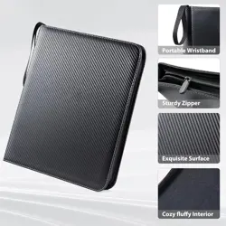 Trading Card Binder Black 900 Pockets Zipper Portable Storage for Sports Cards - Image 4