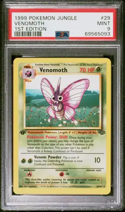 1999 POKEMON JUNGLE 1ST ED #29 VENOMOTH PSA 9 - Image 1