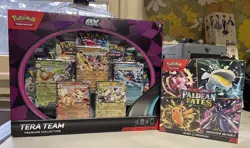 Pokemon TCG Paldean Fates Booster Bundle & Tera Team Premium Collection Lot of 2 - Image 1