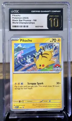 Pokemon Pikachu #190 (World's Stamp 2024) Black Star Promo - CGC 10 PRISTINE - Image 1