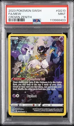 2023 POKEMON SWORD & SHIELD CROWN ZENITH #GG10 FULL ART/MEW PSA 9 - Image 1