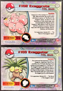 Pokemon #102 Exeggcute and Exeggutor #103 TOPPS Series 2 TV Animation - Image 2