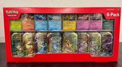 Pokemon TCG Prismatic Evolutions 8 Mini Tins Display Costco USA Exclusive Promos - Image 1