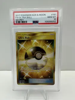 2017 POKEMON SUN & MOON ULTRA BALL SECRET RARE FULL ART #161 PSA 10 GEM MINT - Image 1