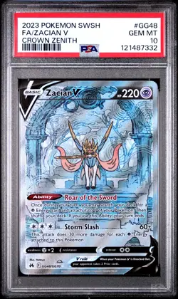 2023 POKEMON SWORD & SHIELD CROWN ZENITH #GG48 FULL ART/ZACIAN V PSA 10 - Image 1