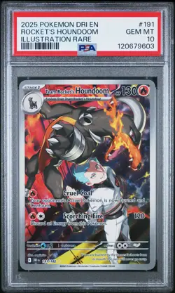 2025 POKEMON DRI EN-DESTINED RIVALS #191 TEAM ROCKET'S HOUNDOOM PSA 10 - Image 1