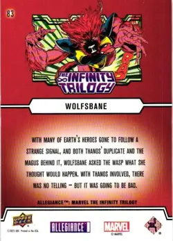 WOLFSBANE #83 2024 Upper Deck Marvel Allegiance The Infinity Trilogy Card - Image 2