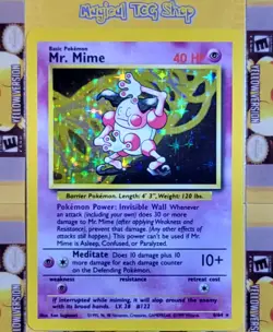 Pokemon Mr. Mime Jungle Holo Rare 6/64 No Symbol Error WOTC 1999 - Image 1
