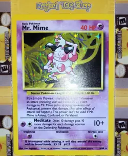 Pokemon Mr. Mime Jungle Holo Rare 6/64 No Symbol Error WOTC 1999 - Image 5
