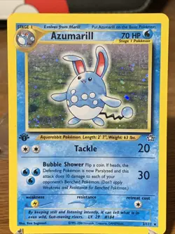 Pokemon TCG Azumarill Neo Genesis 2/111 Holo 1st Edition Holo Rare WotC Vintage - Image 1