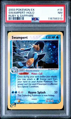2003 Pokemon EX Ruby & Sapphire Swampert Holo #13 PSA 7 NM Near Mint - Image 1