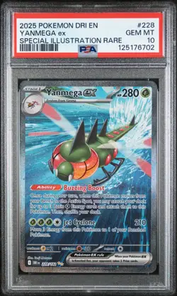 2025 POKEMON EN-DESTINED RIVALS SPECIAL ILLUSTRATION RARE YANMEGA EX #228 PSA 10 - Image 1