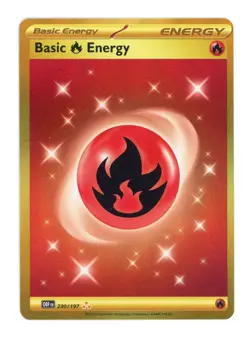Basic Fire Energy 230/197 Hyper Rare Gold Pokemon TCG SV03: Obsidian Flames Card - Image 1