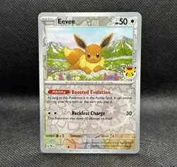 Pokemon Eevee Reverse Cosmos Holo Card TCG Day 2025 Promo, Near Mint Condition - Image 1