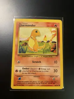 Pokemon Charmander Card 50 HP Base Set Holo Rare TCG Collectible - Image 1