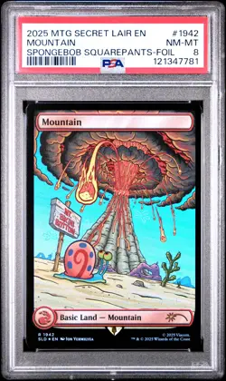 2025 MTG SECRET LAIR DROP #1942 MOUNTAIN PSA 8 - Image 1