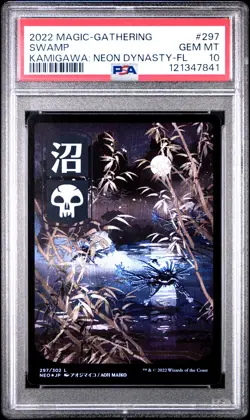2022 MTG KAMIGAWA: NEON DYNASTY FOIL #297 SWAMP PSA 10 - Image 1