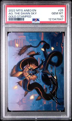 2022 MTG KAMIGAWA: NEON DYNASTY ART SER GOLD STAMPED #25 AO, THE DAWN SKY PSA 10 - Image 1
