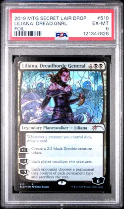 2019 MTG SECRET LAIR DROP FOIL #510 LILIANA, DREADHORDE GENERAL PSA 6 - Image 1