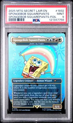 2025 MTG SECRET LAIR DROP #1932 SPONGEBOB SQUAREPANTS PSA 9 - Image 1