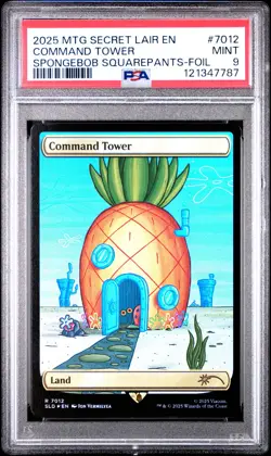 2025 MTG SECRET LAIR DROP SPONGEBOB SQUAREPANTS-FOIL #7012 COMMAND TOWER PSA 9 - Image 1
