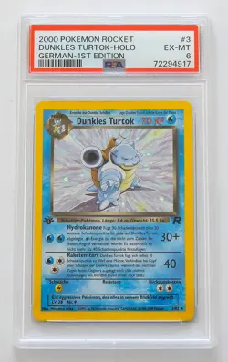 Pokemon Team Rocket # 3/82 Dunkles Turtok 1. Edition Holo PSA 6 EX- MINT Deutsch - Image 1