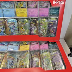 TWO Pokemon Prismatic Evolutions 8 Mini-Tins w/ Promo Cards - Costco Sets - NEW - Image 5